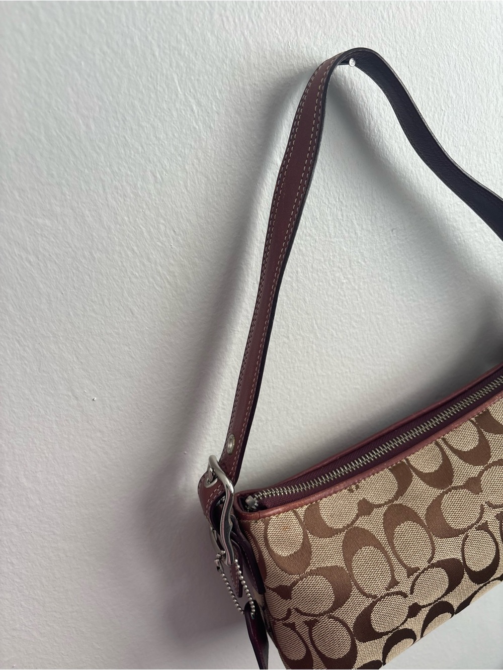 Coach Y2K Vintage Plum Stripe Signature Monogram Baguette Shoulder Bag - Picture 9 of 9
